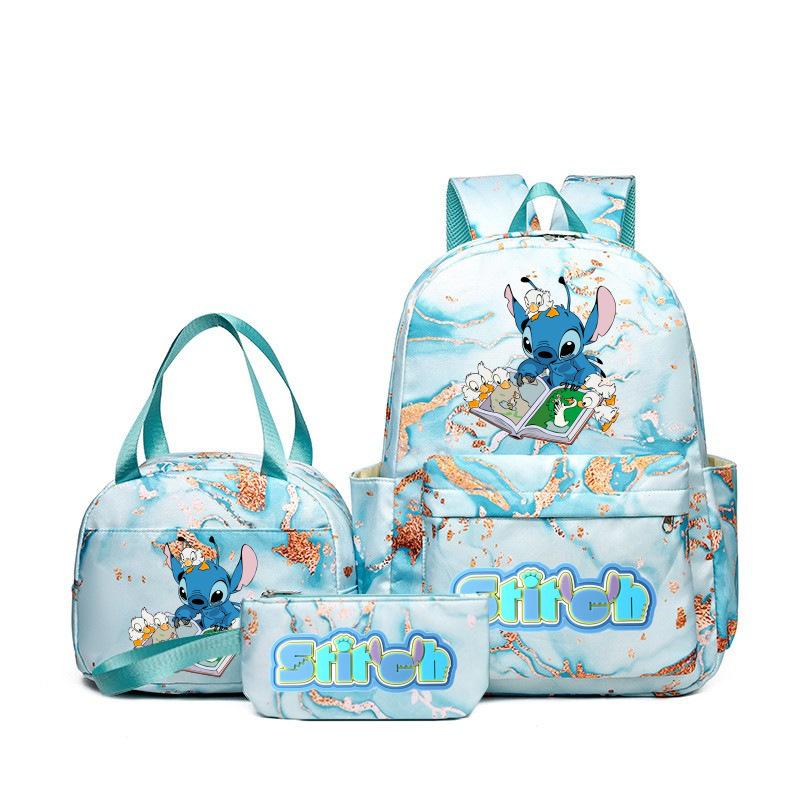 New Stitch School Backpack Set 3-Piece Waterproof Bookbag Printed Outdoor Travel