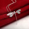 Dragonfly Pendant Necklace Women Silver Insect Choker Valentine's Day Jewelry Gift for Daily Wear Parties Accessory