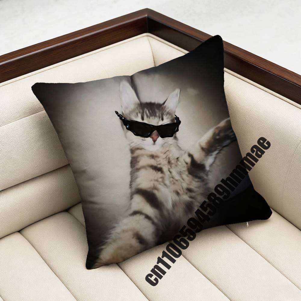 For Funny Cute Cat Meme Throw Pillow Case Sham 45X45Cm 40X40Cm Square Car Pillowcase Pad Cushion Cover