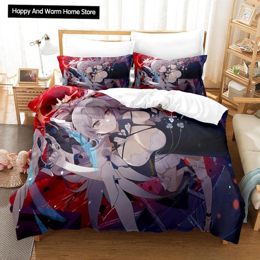 Honkai Impact 3 Bedding Set Anime Duvet Cover Single Twin Full Queen King Size for Adult Boy Bedroom
