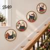 Creative Wall Layout Christmas Black Cat Decor, Layered Wooden Hanging Sign, Round 2D Art Decor Flat Decoration for Living Room Bedroom And Hall Porch
