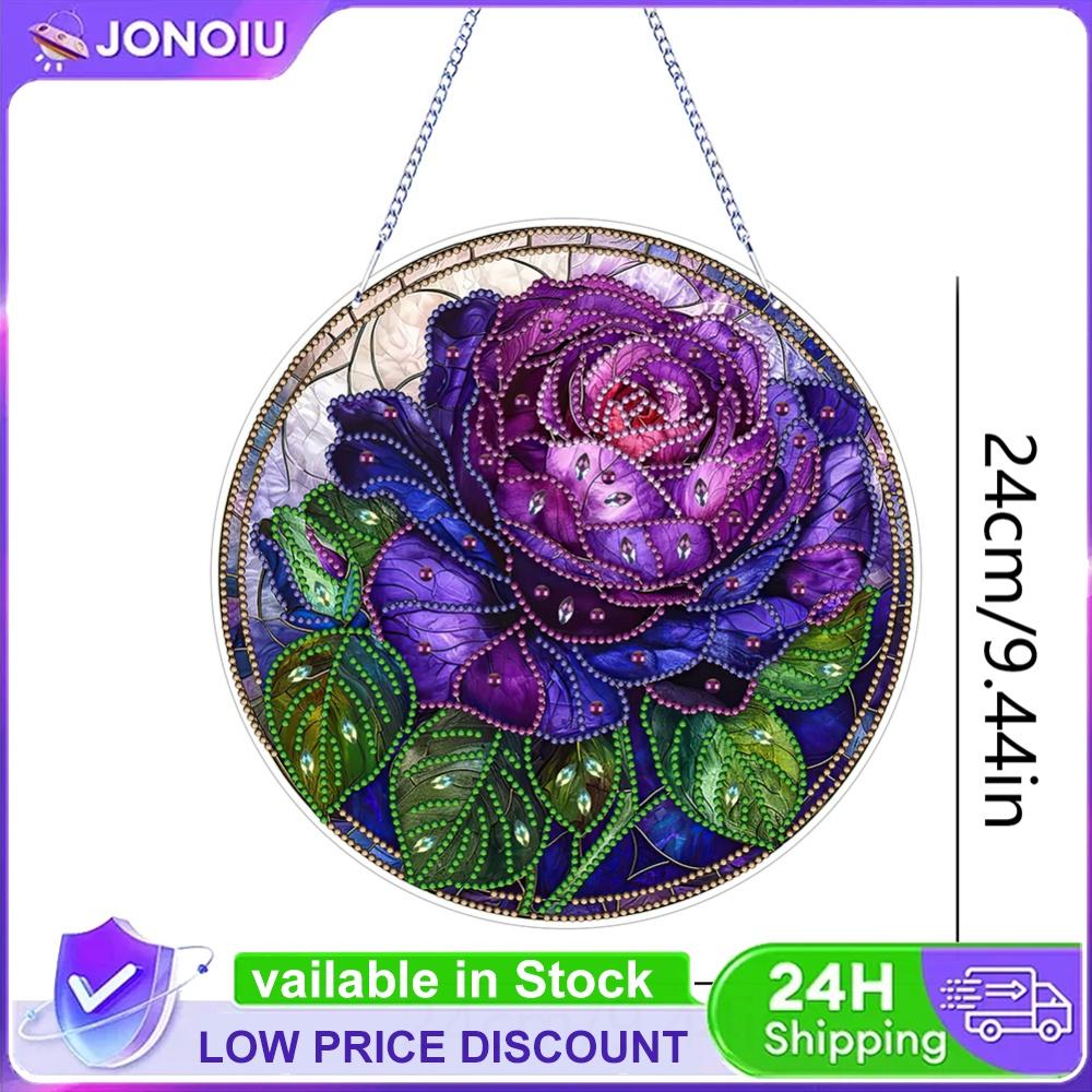 2D Flat DIY Diamond Art Suncatcher Hanging Diamond Art Kits Rhinestone Diamond Art Window Pendants Wall Decor for Home & Windows