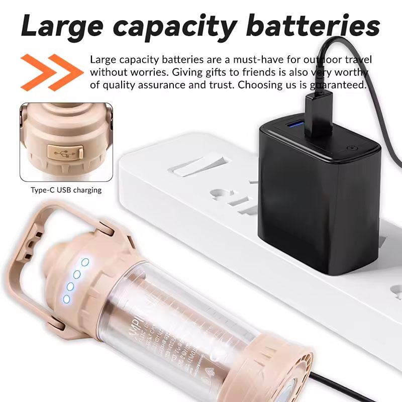 Outdoor Tent Night Light LED Camping Lantern Flashlight Rechargeable Bright Portable Light 6 Lighting Modes Waterproof with Hook