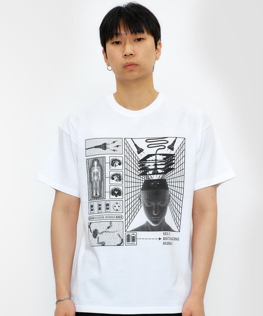 LAUGHER Charging Human T-Shirt - White