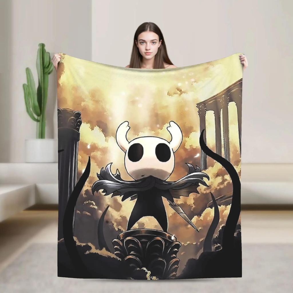 Warm Soft Flannel Blanket for Kids Hollow Knight The Knight Silksong Themed Throw Blanket for Home Sofa Bed Decor