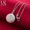 925 Sterling Silver 18mm Round Pendant Necklace Fashionable Wedding Jewelry