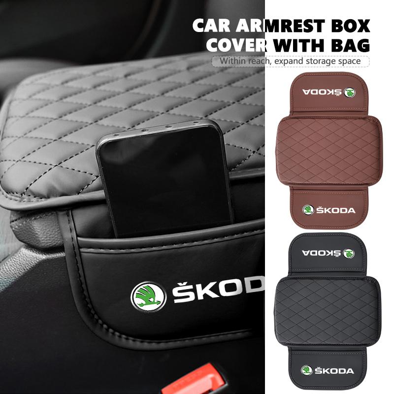 Car Armrest Box Pad Auto Protective Armrest Mat Storage Bag Interior Accessory For Skoda octavia a5 a4 mk1 2 fabia superb rapid xknp33