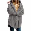 Women's Fashion Solid Color Pocket Button Hooded Loose Casual Plush Jacket