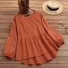 Summer Women's Plus Size Doll Shirt Loose Top Lantern Sleeve Faux Blouse