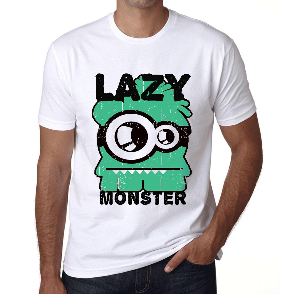 Men’s Vintage Tee Shirt Graphic T Shirt Lazy Monster White