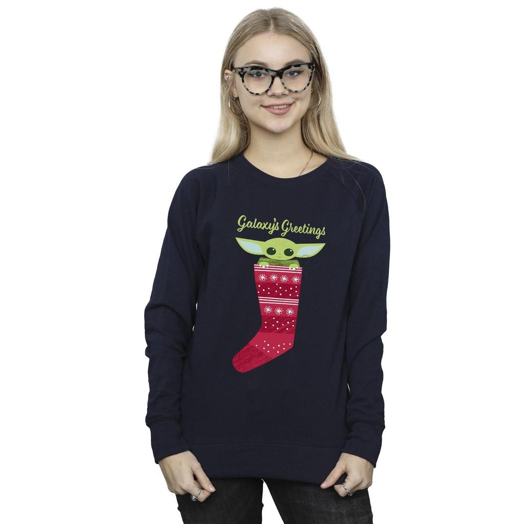 Star Wars The Mandalorian Womens/Ladies The Kid Xmas Sock Sweatshirt
