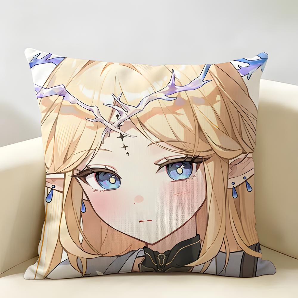 Cartethyia Cute Wuthering Cushion Cover Natural Linen Organic Fabric DoubleSided Printing Room Sofa Decor Pillow Case