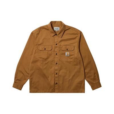 Классическая рубашка на пуговицах с двумя карманами и логотипом X Carhartt WIP FW23, топы унисекс цвета хаки I032721-ХАКИ