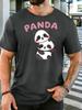 Fashion Unisexs Loose Crew Neck Cotton Top Lovely Stack Baby Panda Pattern Short Sleeve Casual Animal Daily Vacation Soft Tees