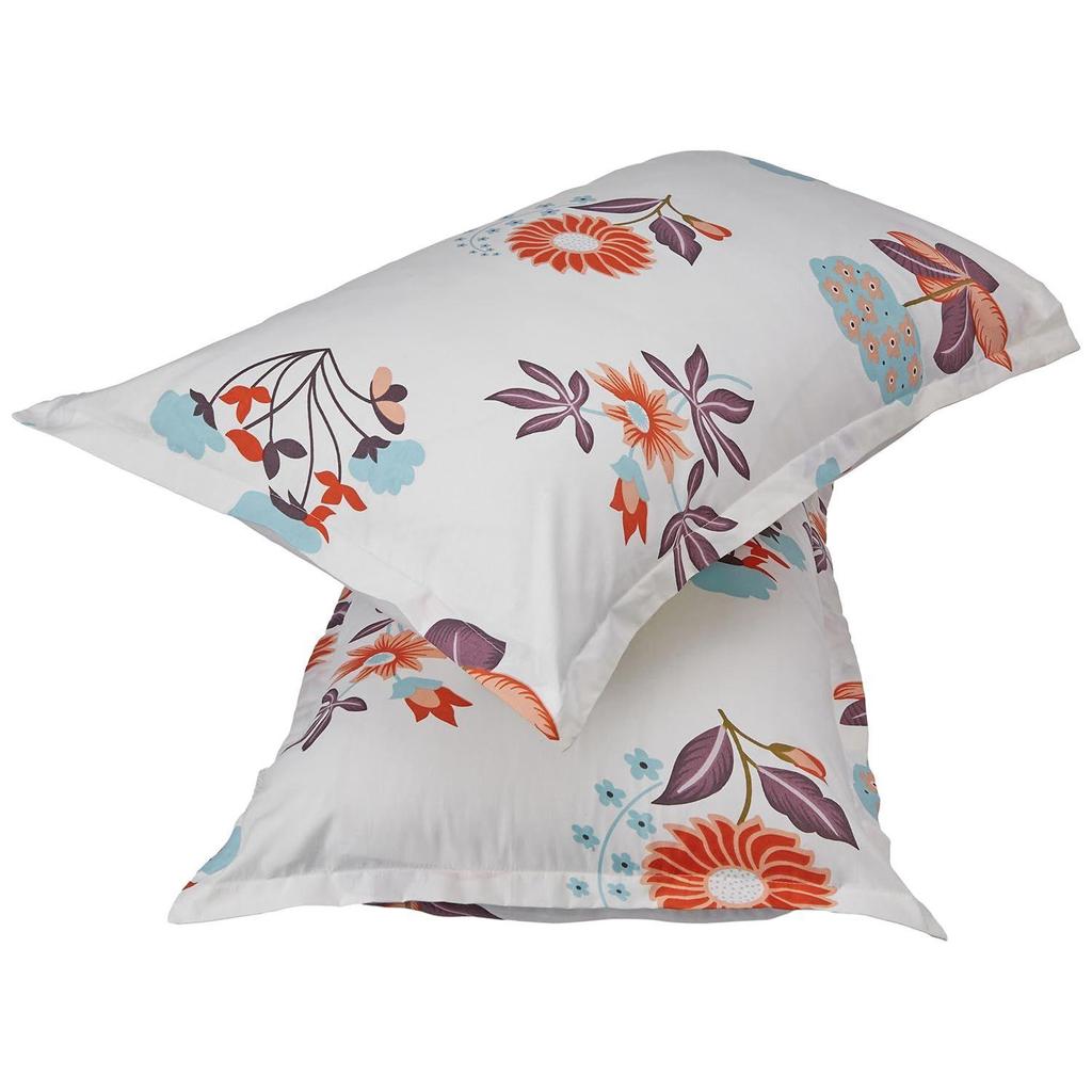 Queen Size Flat Bedsheet with 2 Pillow Cases | 180 TC | 100% Cotton | Washing Machine Washable | 90 X 100 Inches | Floral Design