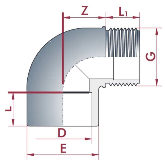 Coude PVC 50mm 90° PN10 en PVC-U robuste pour raccordements étanches