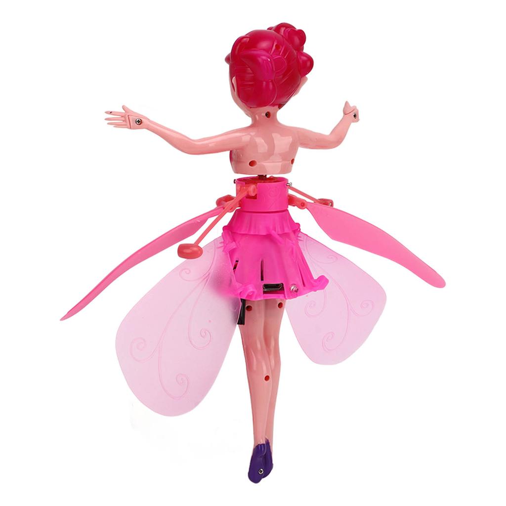 Flying Fairy Princess Doll Luminous Gesture Sensing USB Rechargeable Sky Dancers Flying Dolls for Girls Pink