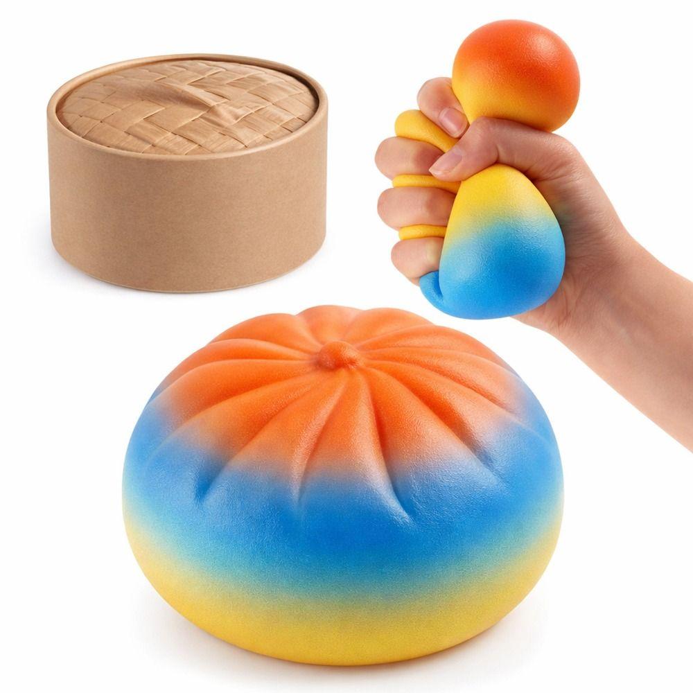Rainbow Color Steamed Bun Squeeze Toy Soft Cute Fidget Sensory Toy Children Gift