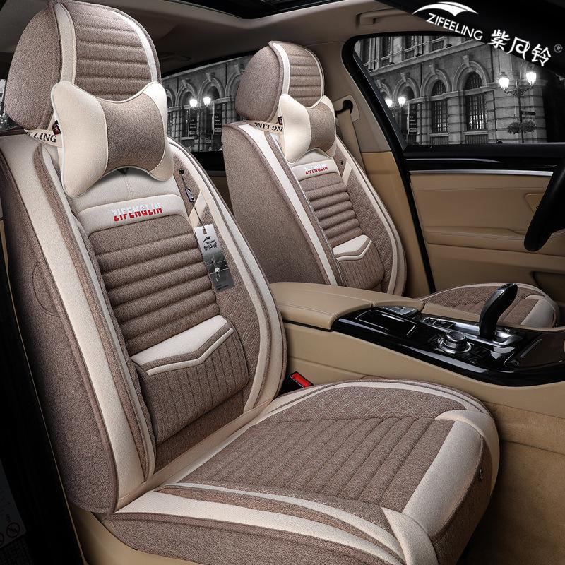 Льняной чехол для сиденья автомобиля Binyue Four Seasons - 2021 г., дизайн с полным объемом