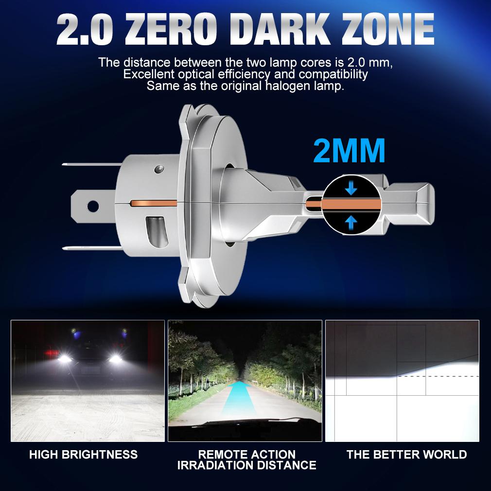 2 шт. 40000 лм H4 H7 Светодиодные лампы для фар Беспроводные Turbo H11 LED H8 9005 HB3 9006 HB4 100 Вт Автомобильные противотуманные фары Ближний/дальний свет Фара Автоматический Plug&Play Лампа 6000K
