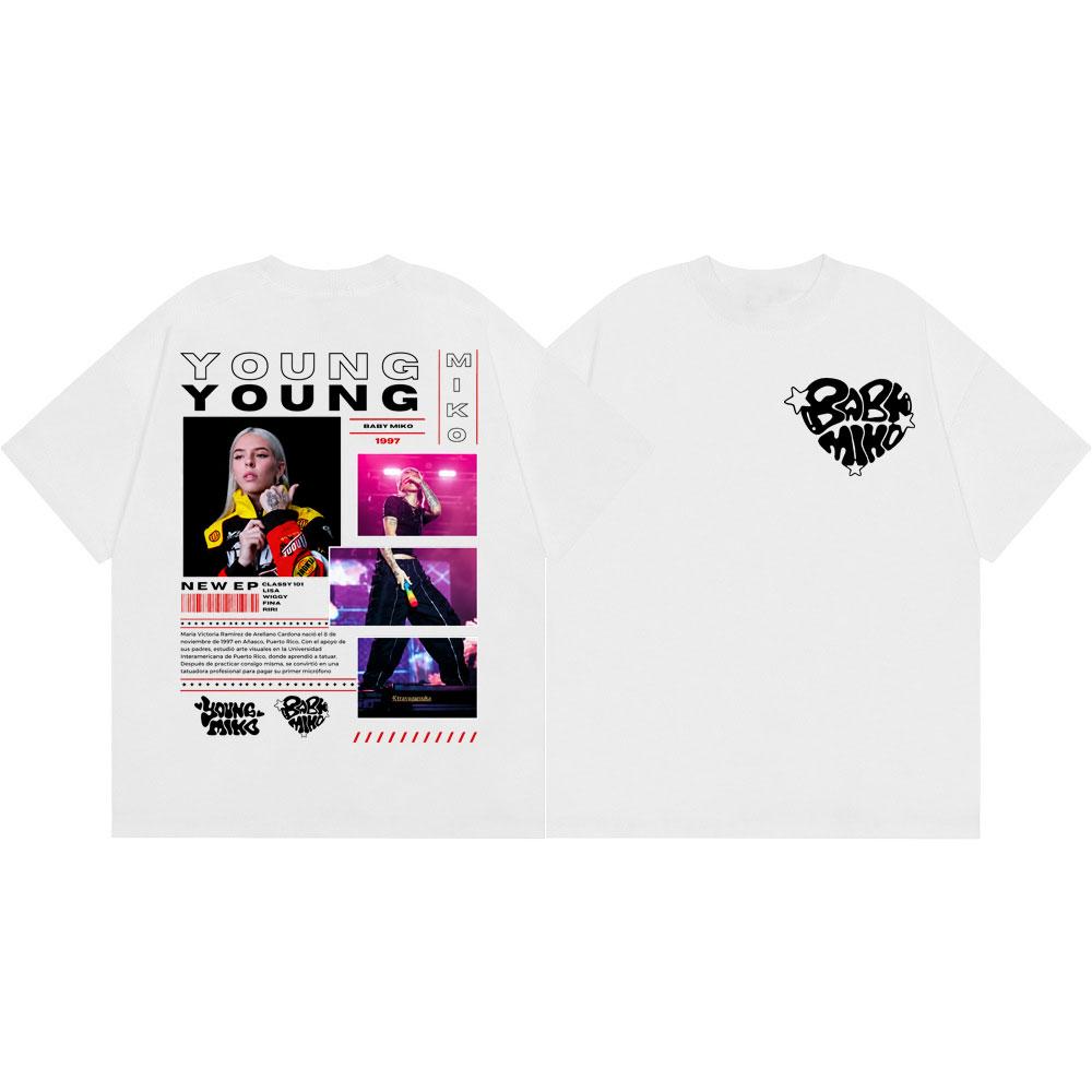 Rapper Young Miko T-shirts High Street Fashion Trend Short Sleeve T Shirts Men Women Casual Loose 100%cotton T-shirt Streetwear
