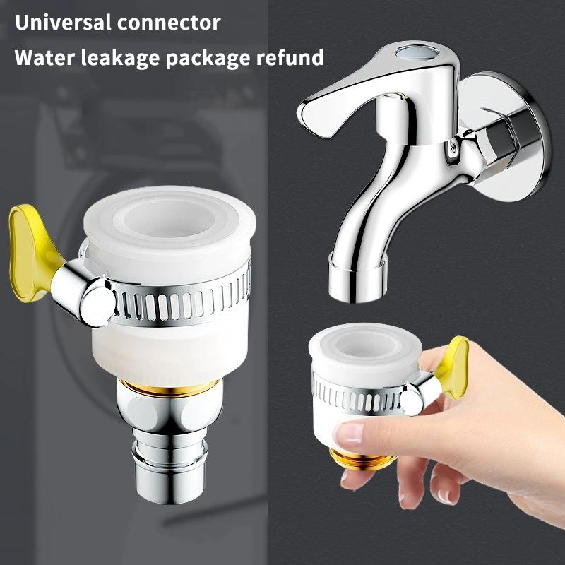 Water Tap Hose Adapter Thick Brass Threaded Connector Sturdy Yellow Plastic Handle for Home Outdoor Watering