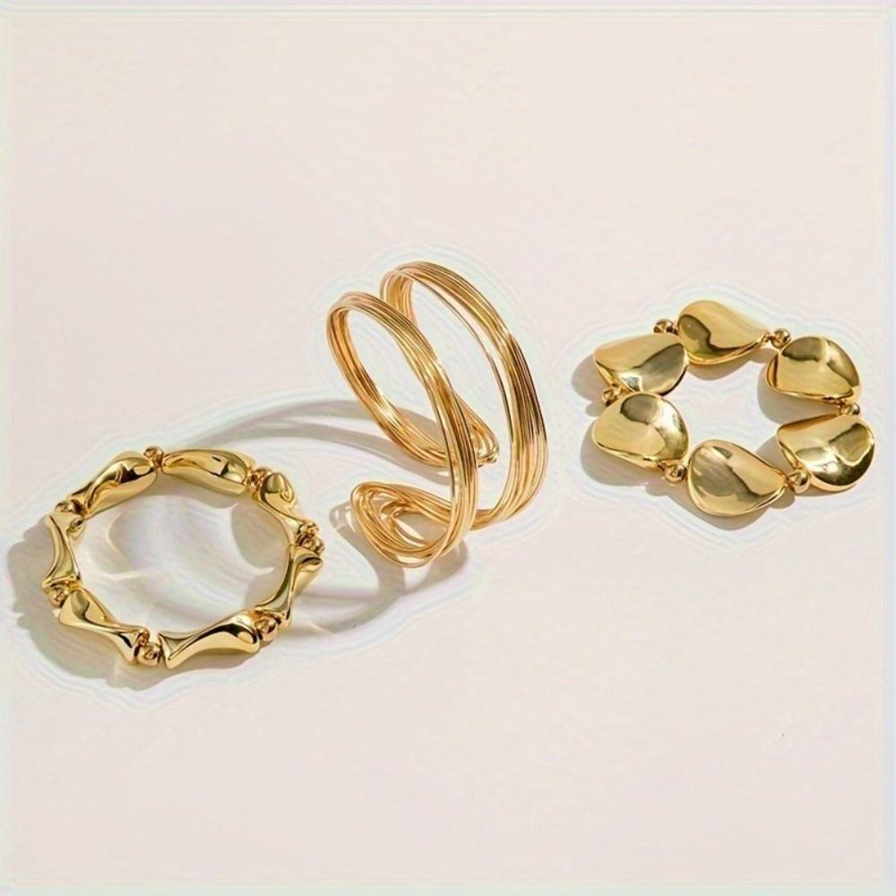 Punk Open Cuff Bracelets Irregular Metal Bracelets Set New Chunky Chain Bangles Jewelry