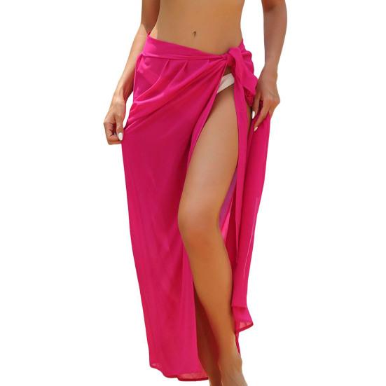 Женская пляжная юбка на шнуровке, однотонная, прозрачная, тонкая, быстросохнущая, струящаяся, солнцезащитная, бикини-накидка