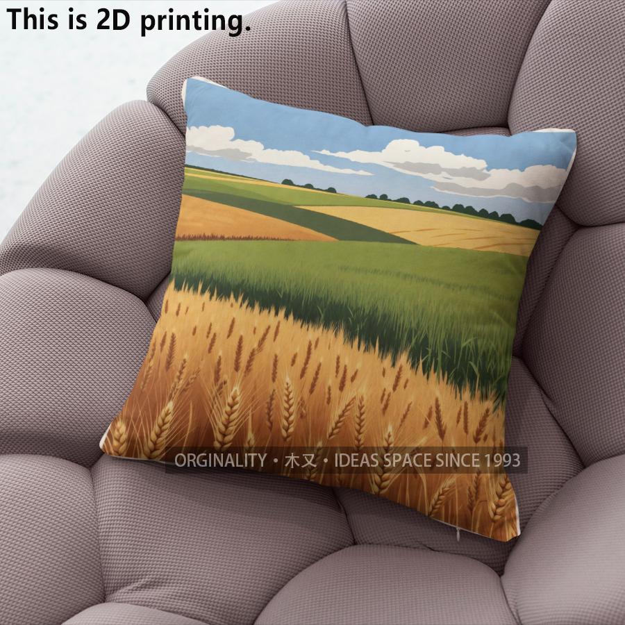 Farmscape Wheat Field Throw Pillow Covers Pattern Cushion Cover Suitable For Sofa Bedroom Car Pillow Cover