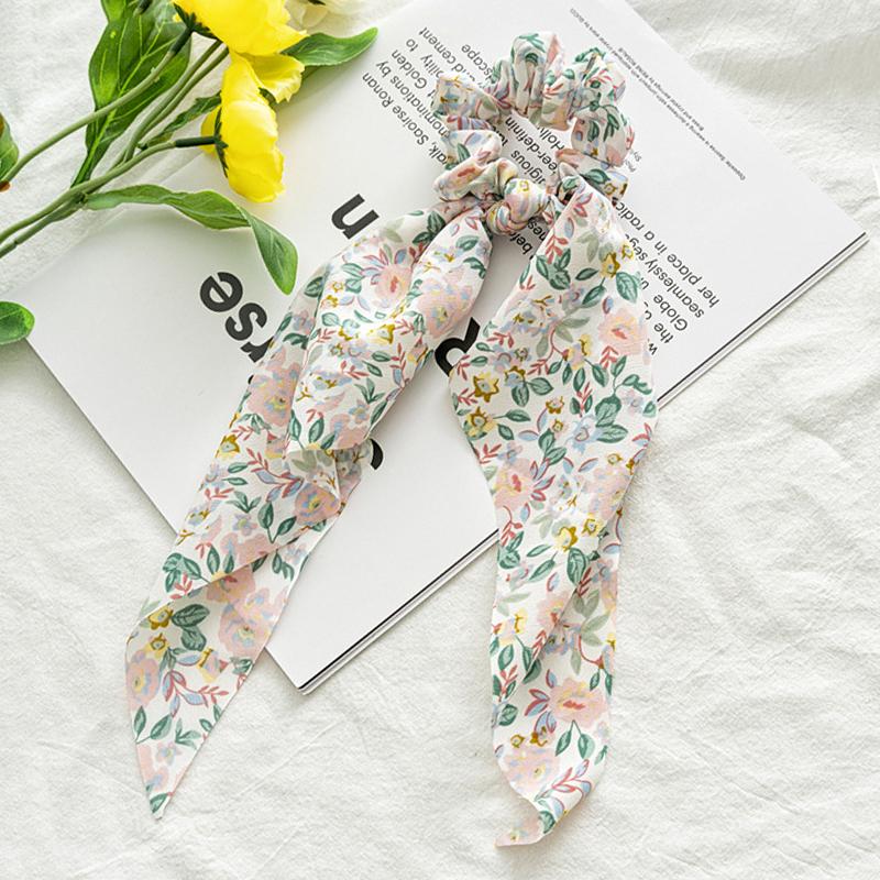 2025 New Flower Bow Hair Ribbons Scrunchies Vintage Satin Ponytail Large Hairbands Rubber Bands Headbands Women Hair Accessories