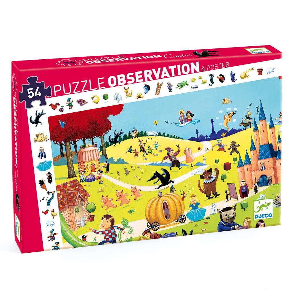 DJECO Observation Puzzle Tales 54PCS Jigsaw Puzzle Picture Search 54 Pieces Puzzle for Children Fairy Tale Hidden Object Educational Toy Girls