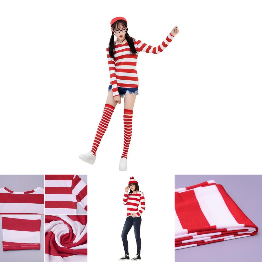 Where's Wally Halloween Costume Fun And Smart Uk Anime Cos Dress-up Outfit
