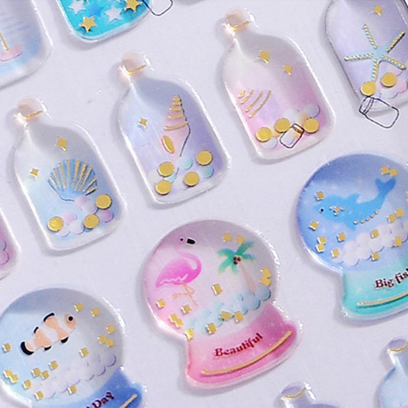 Fun Fantasy Cartoon Stickers Bronzing 3D Environmental Protection Mobile Phone Diary Handbook Sticker Material Children Gifts