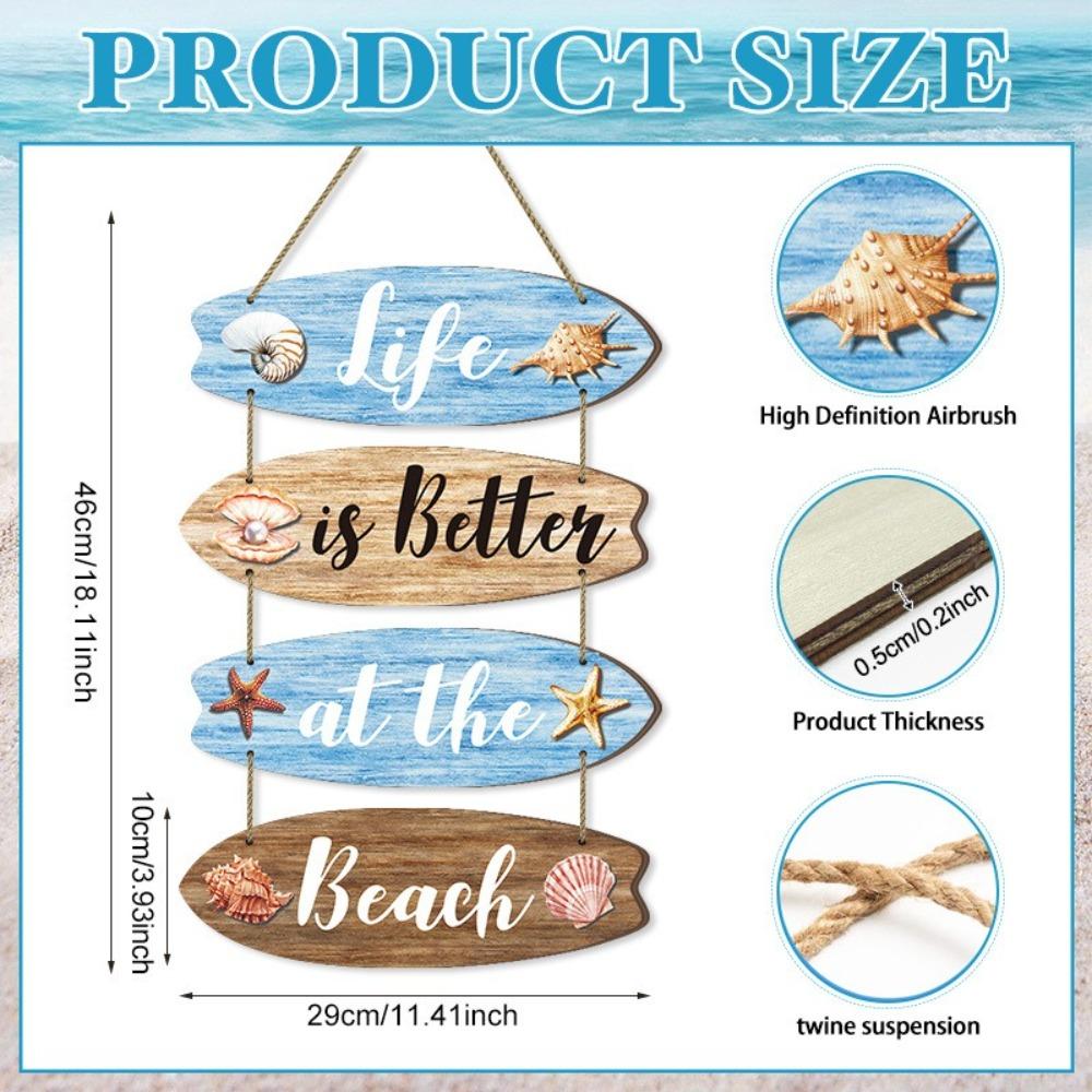 Креативная винтажная деревянная пляжная табличка Пляжная тематика Декоративная доска для серфинга Подвесной кулон Морская океаническая прибрежная настенная декорация Настенное искусство