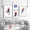Football Star Poster Watercolor Football Canvas Paintings Print Abstract Wall Art Picture for Children Room Home Decoration No Frame