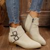 Foreign Trade Roman Retro Short Leather Boots Women's 2025 New Large Size Thick Heel Pointed and Bare Boots Belt Buckle Women's Boots