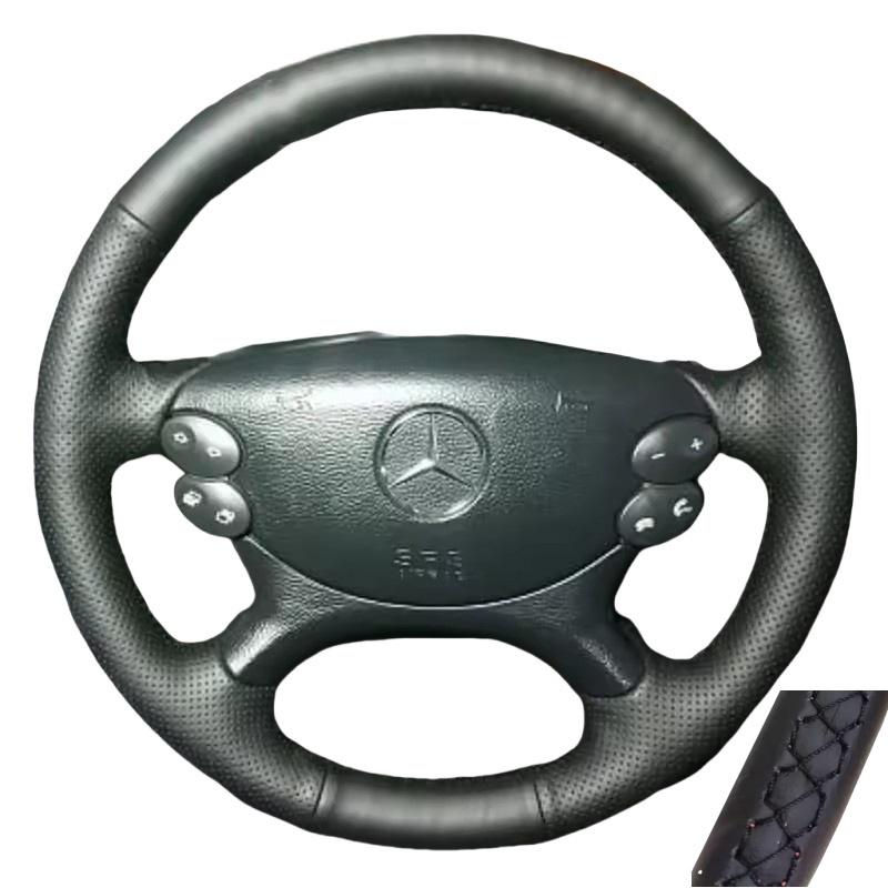 IUHIQ1 Полностью черная кожаная накладка на руль автомобиля для Mercedes benz E350 W211 C209 C219 W463 R230 SL500 CLK350 2004-2008