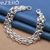 ALIZERO 925 Sterling Silver Interlock Chain Necklace Bracelet Set for Women Man Wedding Engagement Party Jewelry Gifts