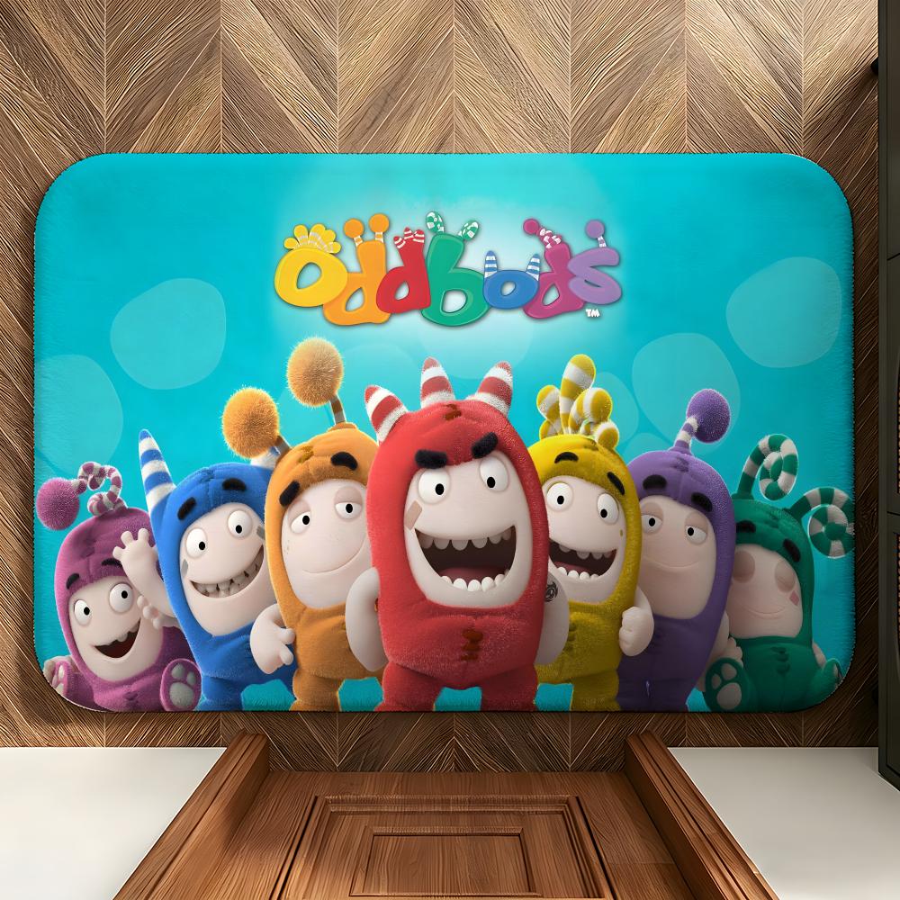 Cartoon O-Oddbods Floor Mat Soft Flannel Entrance Door Mat Non Slip Absorbent Bathroom Bedroom Floor Rug