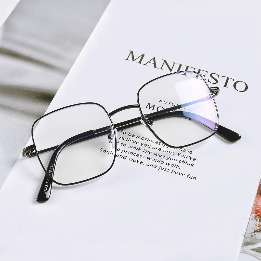 Очки 3463 с круглым лицом, металлическая квадратная оправа, ретро, большая оправа, плоское зеркало