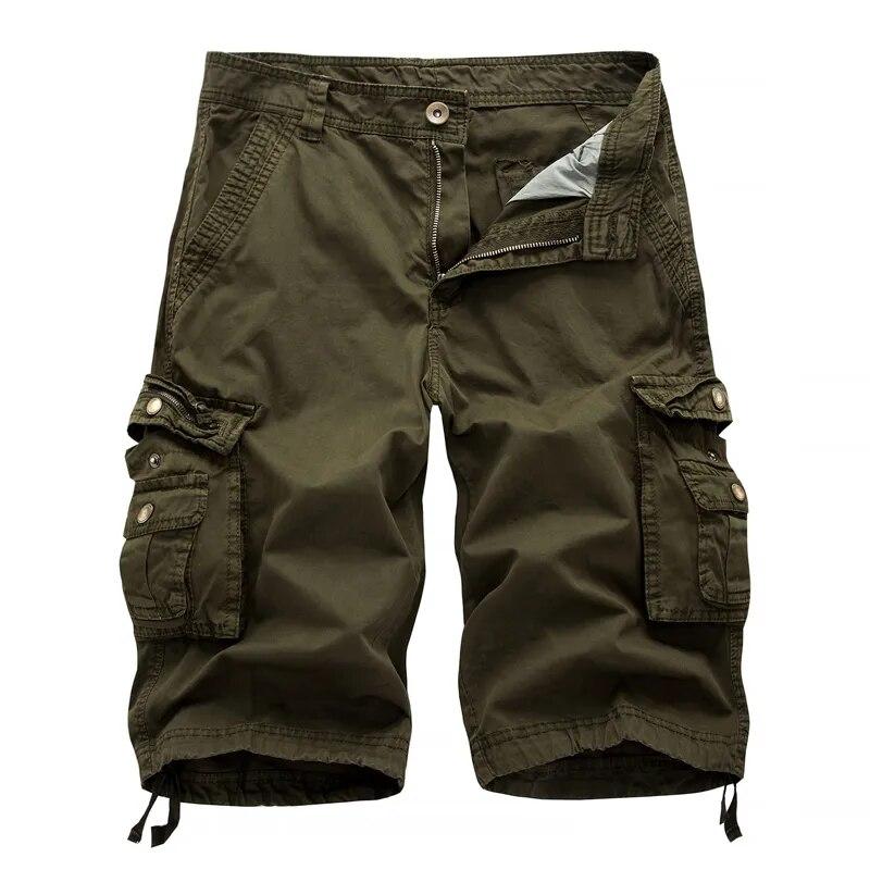 2024 Casual Shorts Men Summer Military Mens Cargo Shorts Fanshion Multi Pocket Cargo Shorts Men Cotton Solid Knee Length Straight