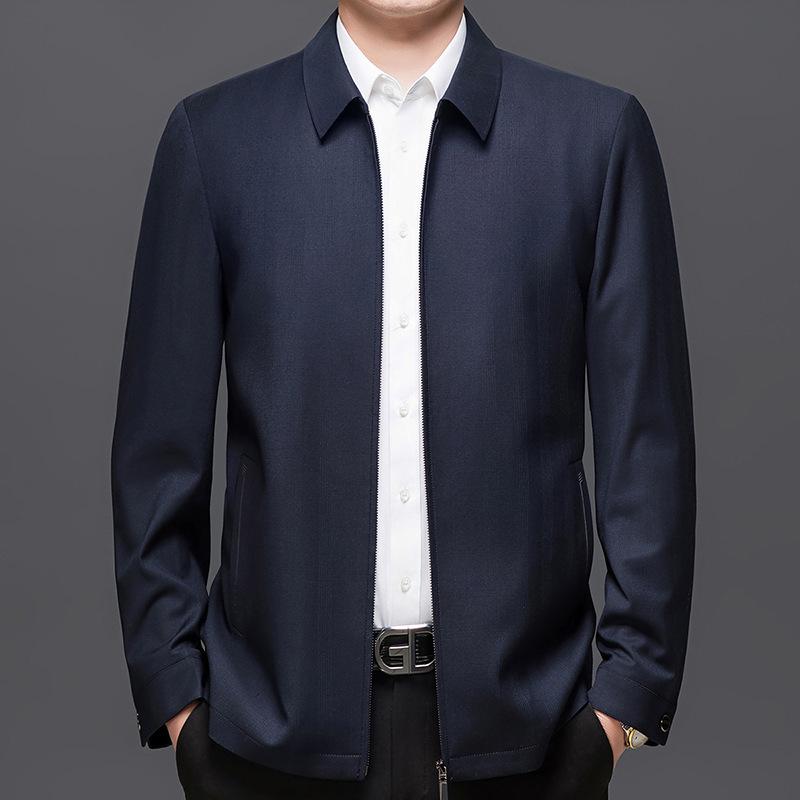 2026 Spring/Autumn Men's Business Casual Wool Lapel Jacket for Middle-aged & Elderly