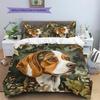 Beagle and Leaves Pattern Bedding Home Decoration Birthday Gift (1 * duvet cover + 2 * pillowcase, without core)