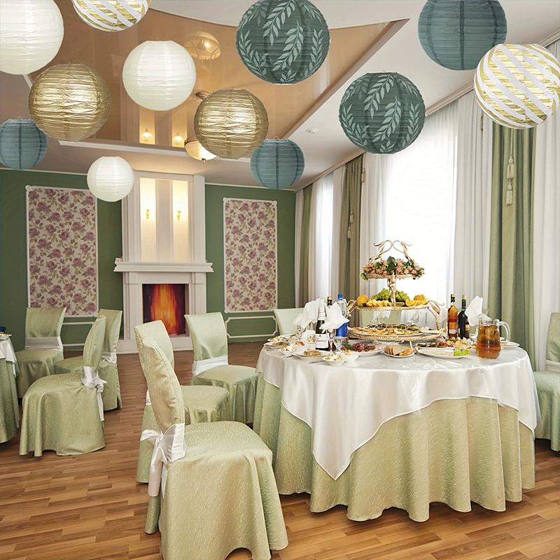 6/12/15PC Round Hanging Decorations Elegant Paper Lanterns Rustic Parties Paper Lantern Set Ivory & Golden