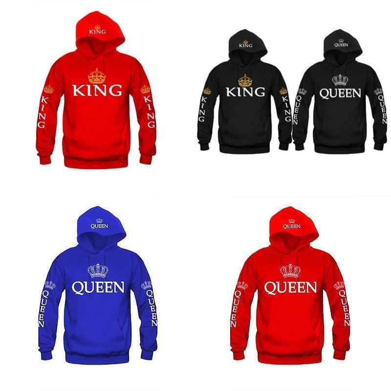 Stylish Cotton Hooded Sweatshirt For Couples Printed Long Sleeve Pullover For Fall