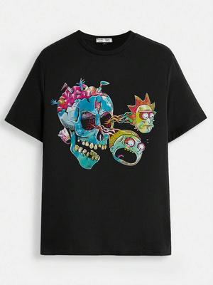 Унисекс повседневная футболка SHEIN с веселым мультяшным принтом Rick and Morty, летний стиль