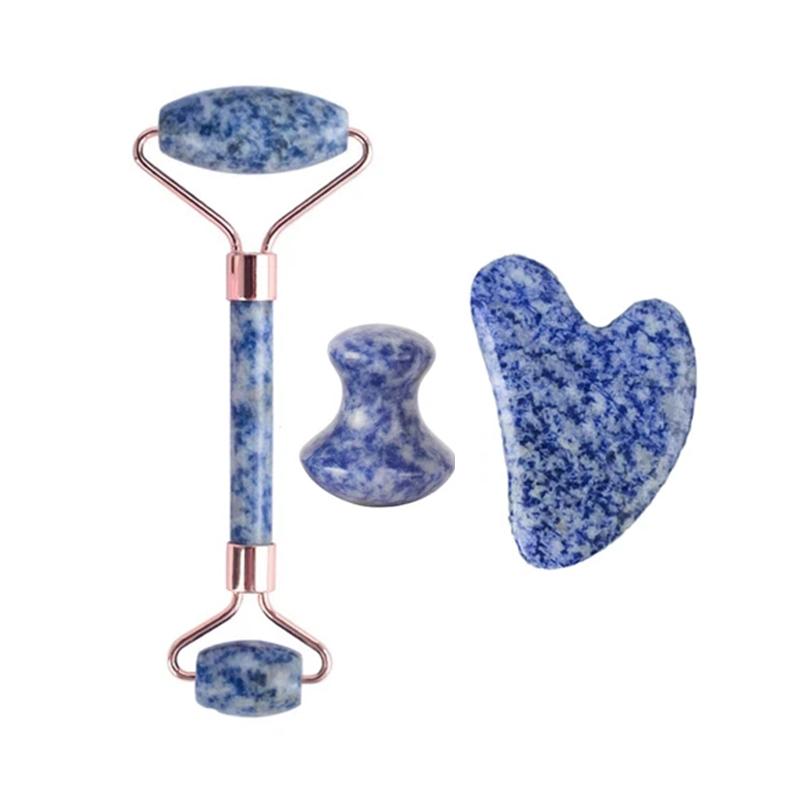 2/3/4pcs Natural Rose Quartz Obsidian Jade Roller Gua Sha Stone Set Gouache Scraper Facial Lifting Anti-Wrinkle Skin Care Tools