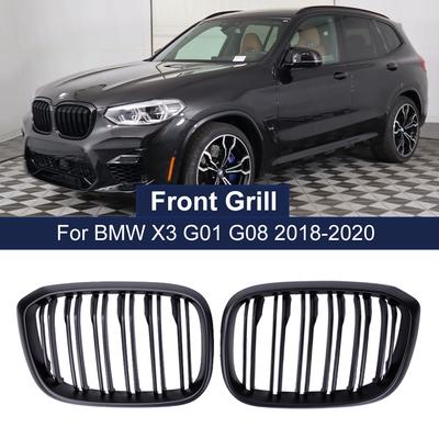 1 пара двойных планок, передняя решетка для почек для BMW 3 4 X3 X4 G01 G02 G08 2018, решетка для почек, глянцевая, матовая, черная, гоночная