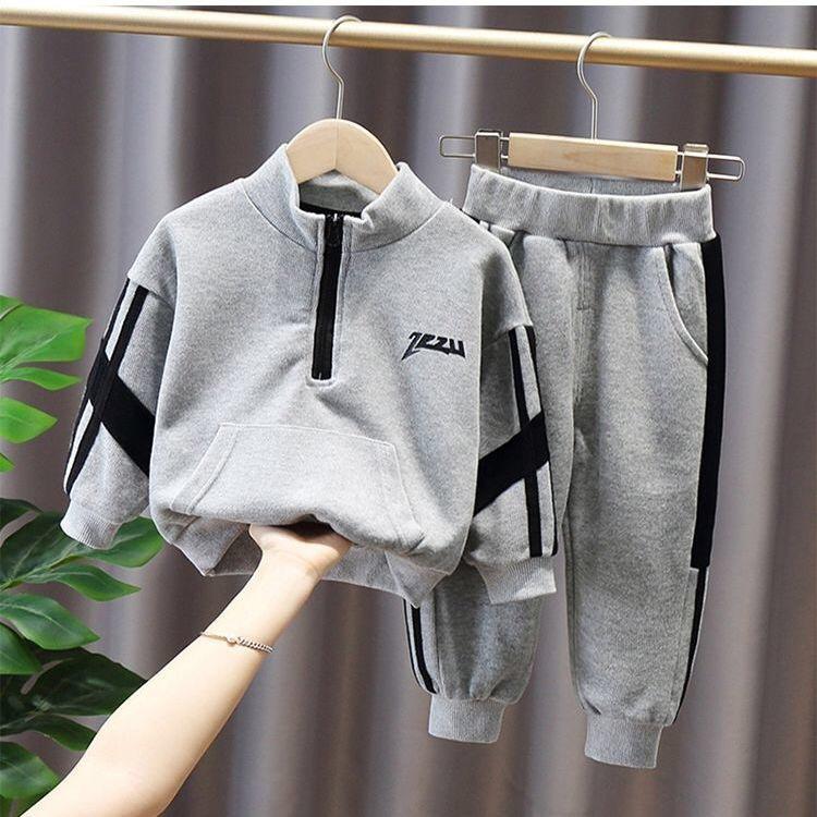 Спортивный костюм для мальчиков на весну и осень, свободная толстовка + спортивные штаны, комплект из двух предметов
