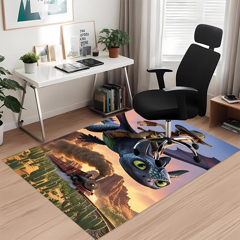 Dragon Printed Carpetrugfor Office Chair Living Room Bedroom Kitchen Room Decor Gifts